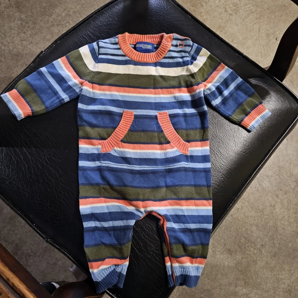Osh Kosh Genuine Baby Striped Knit Romper 1pc Fall‎ Holiday Colors 3M